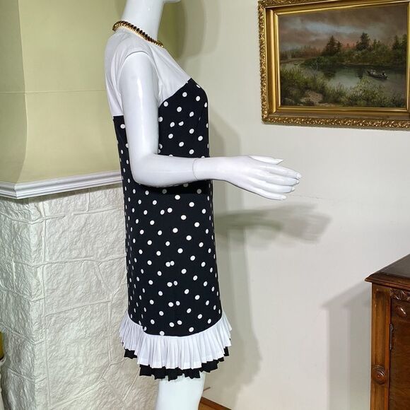 Sandra Darren Black & White Polka Dot Mini Dress - Picture 2 of 14